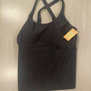 NWT Title Nine Real Deal Tankini Swim Top Black Size Small